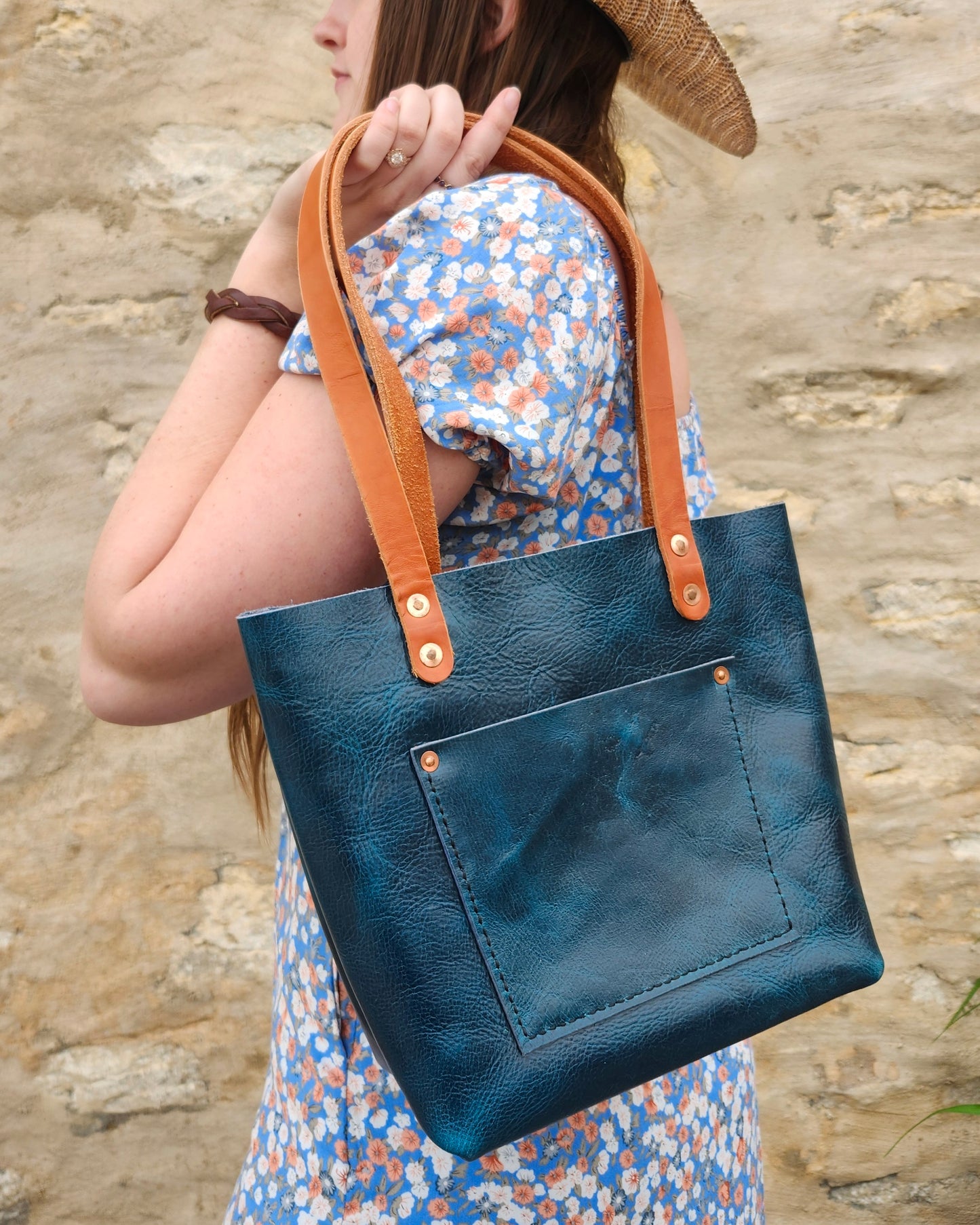 Mini Taylor Tote Bag - Blue Crunch Waterbuffalo