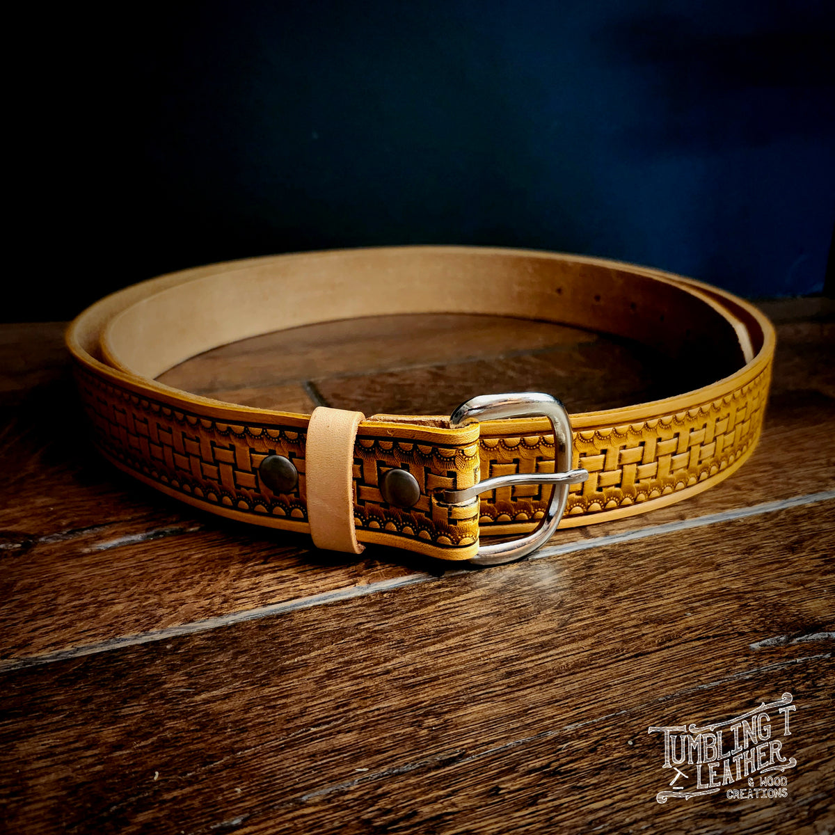 Handtooled Box-weave Belt