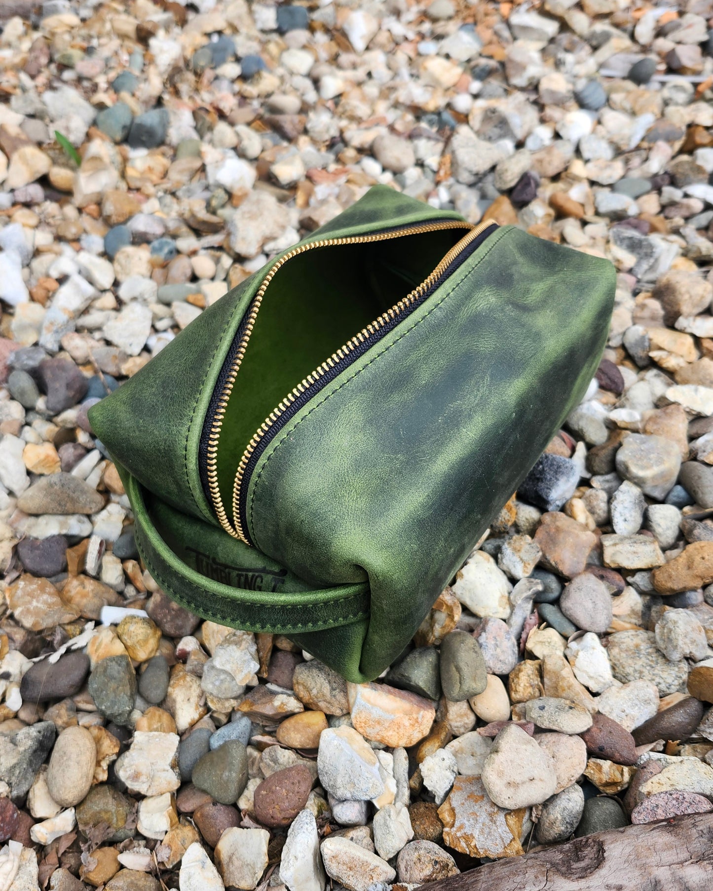 Leather Dopp Kit - Green