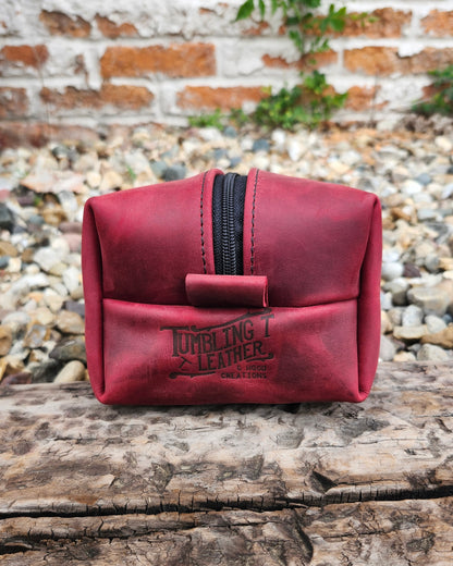 Leather Dopp Kit - Red