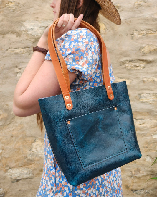 Mini Taylor Tote Bag - Blue Crunch Waterbuffalo