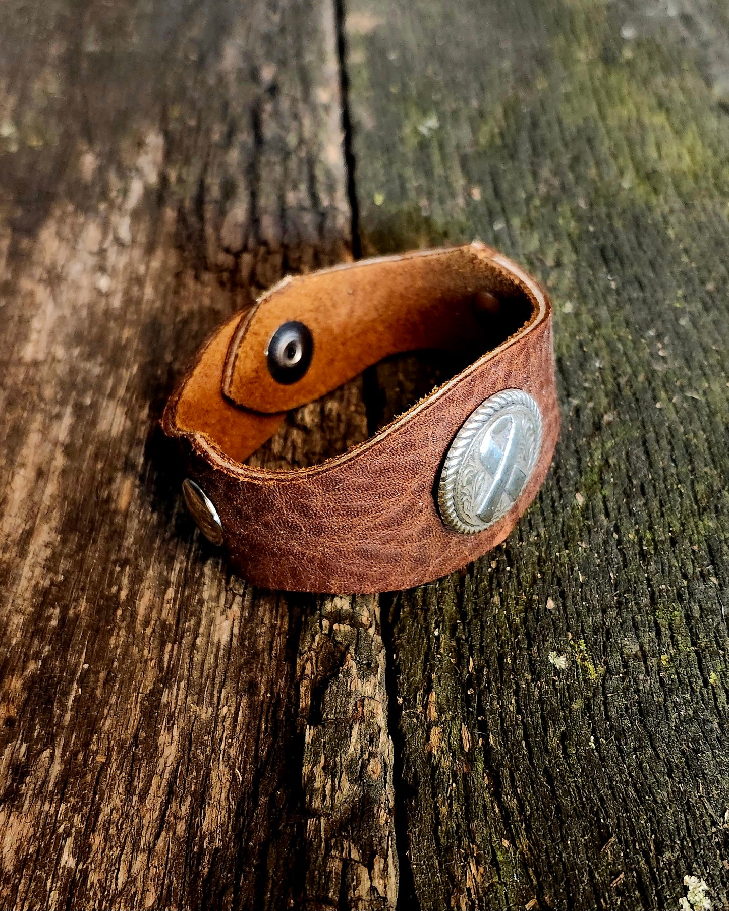 Leather Concho Cuff