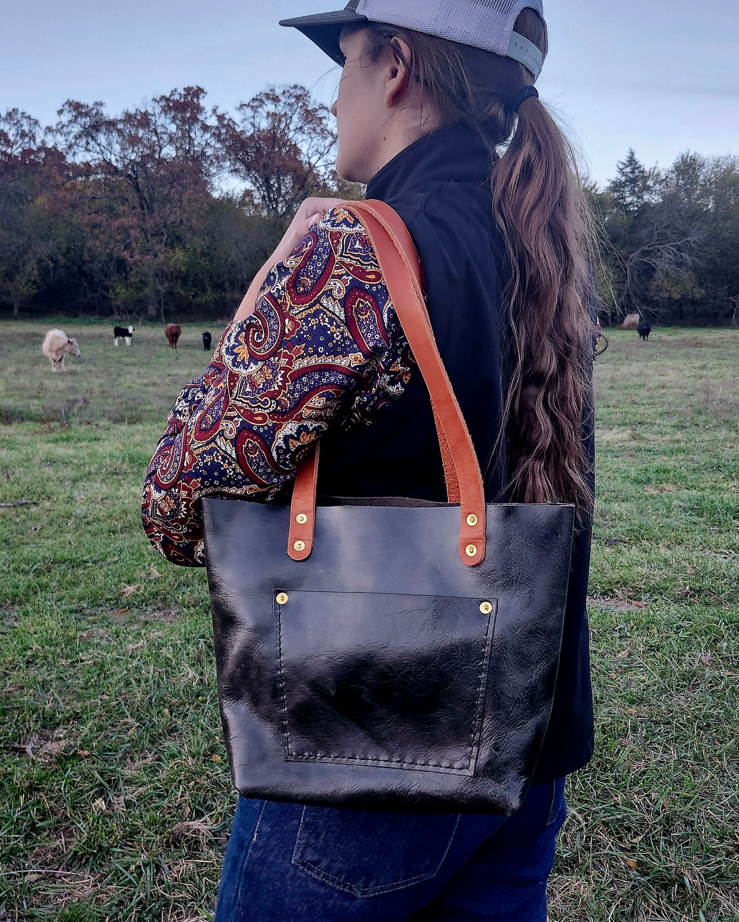 Mini Taylor Tote Bag - Black Water Buffalo