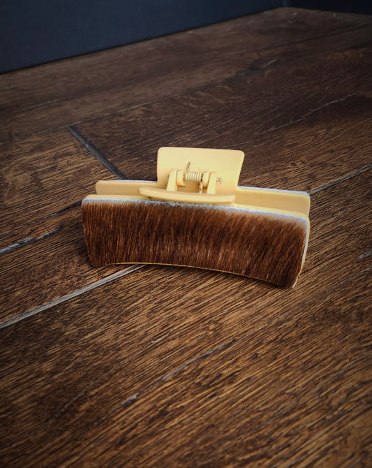Cowhide Claw Clip - Brown large