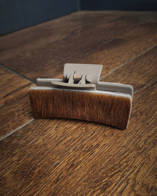 Cowhide Claw Clip - Brown Large