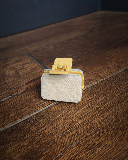 Cowhide Claw Clip - Cream Small