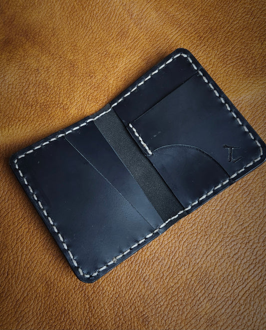 Austin Card Wallet - Black w/ White Stitching