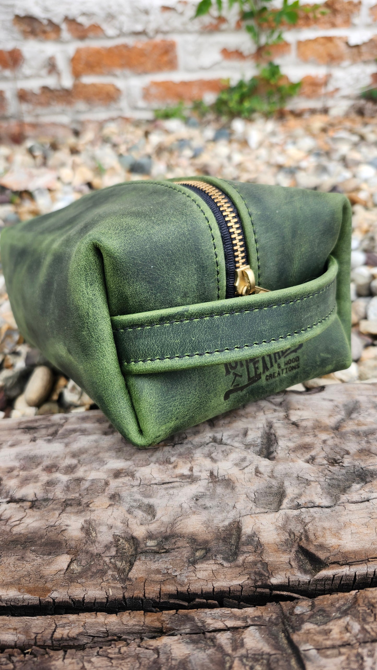 Leather Dopp Kit - Green